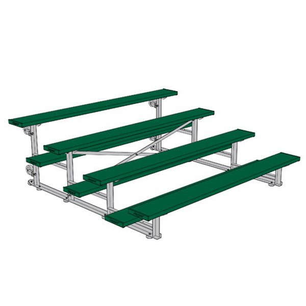 Jaypro Sports Bleacher - 4 Row - Tip & Roll, Double Foot Plank, Powder Coated - 7.5' L (BLDP - 475TRGPC) - SchoolOutlet