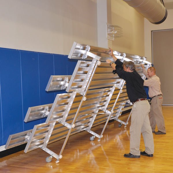 Jaypro Sports Bleacher - 4 Row - Tip & Roll, Double Foot Plank, Powder Coated - 7.5' L (BLDP - 475TRGPC) - SchoolOutlet