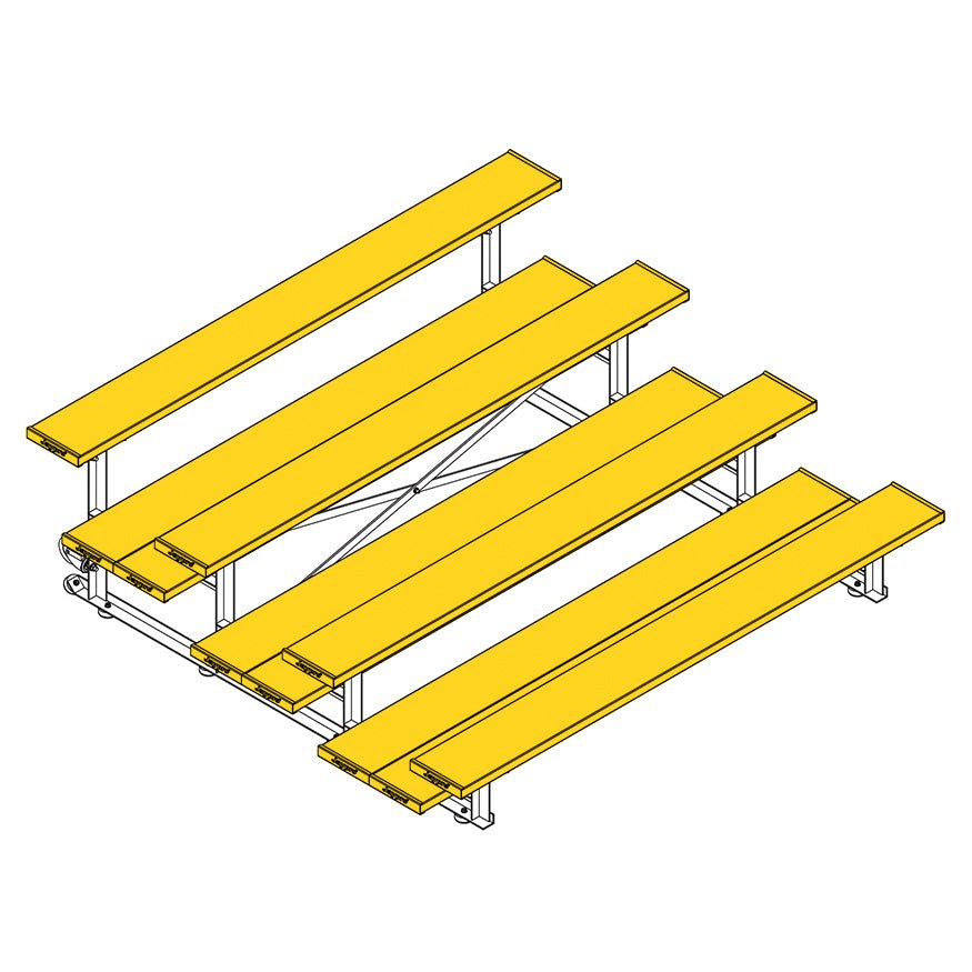 Jaypro Sports Bleacher - 4 Row - Tip & Roll, Double Foot Plank, Powder Coated - 7.5' L (BLDP - 475TRGPC) - SchoolOutlet