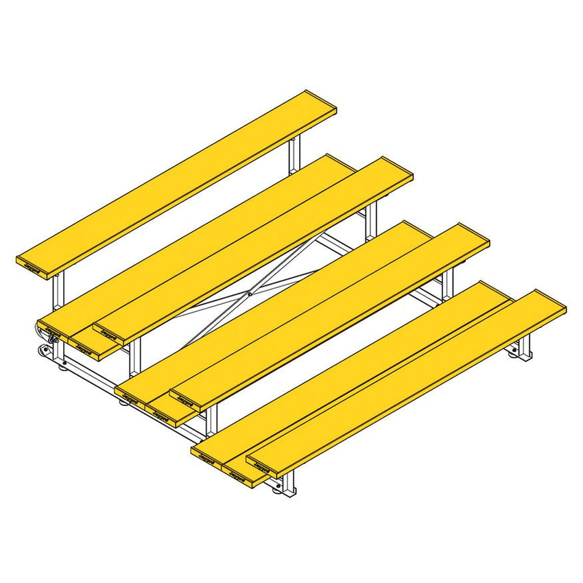 Jaypro Sports Bleacher - 4 Row - Tip & Roll, Double Foot Plank, Powder Coated - 7.5' L (BLDP - 475TRGPC) - SchoolOutlet