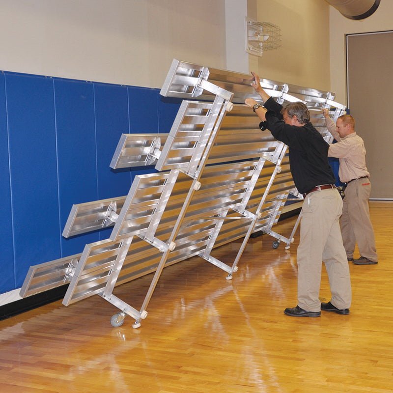 Jaypro Sports Bleacher - 4 Row - Tip & Roll, Double Foot Plank - 15' L (BLDP - 4TRG) - SchoolOutlet