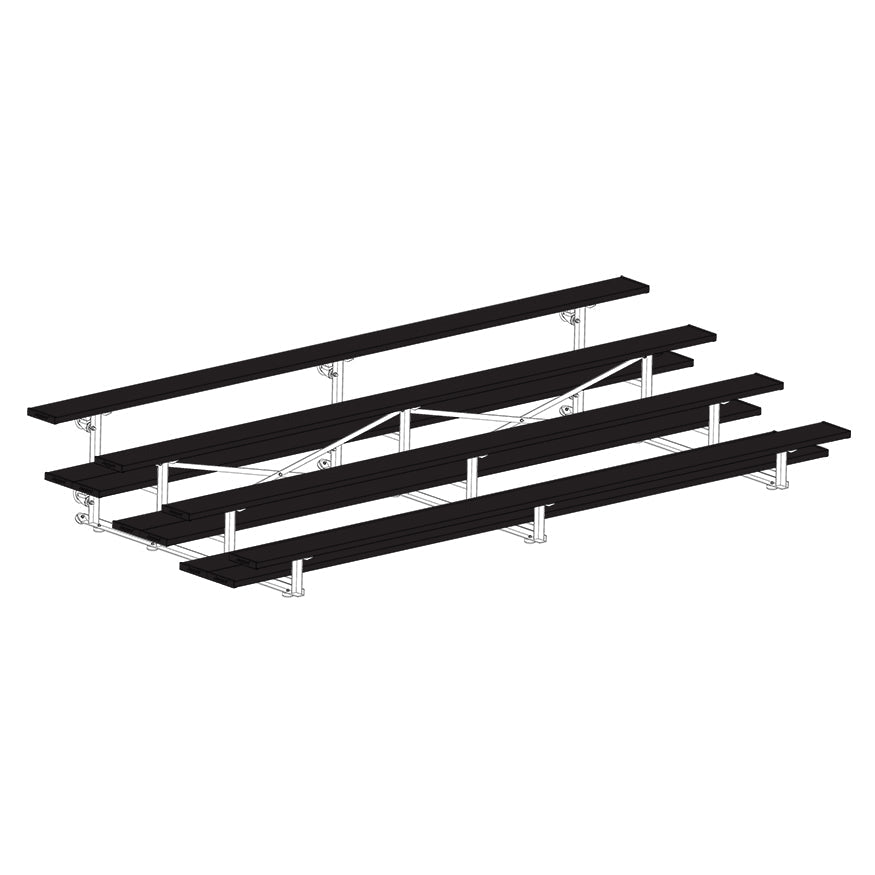 Jaypro Sports Bleacher - 4 Row - Tip & Roll, Double Foot Plank, Powder Coated - 15' L (BLDP - 4TRGPC) - SchoolOutlet