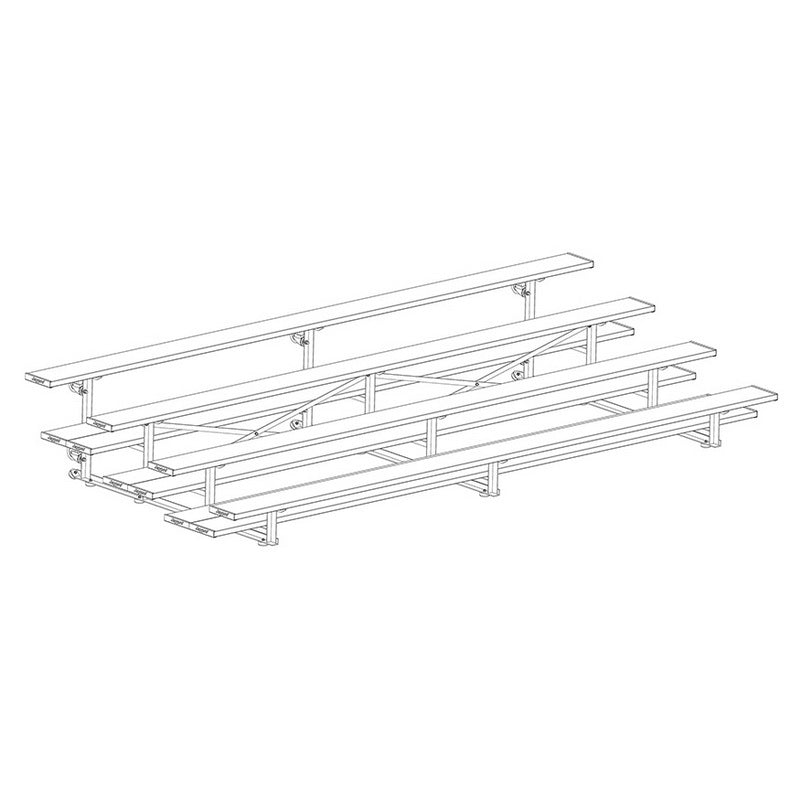 Jaypro Sports Bleacher - 4 Row - Tip & Roll, Double Foot Plank, Powder Coated - 15' L (BLDP - 4TRGPC) - SchoolOutlet