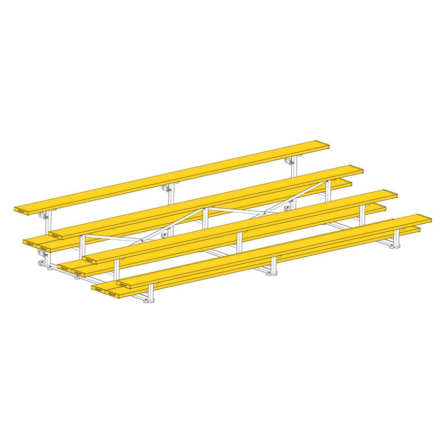 Jaypro Sports Bleacher - 4 Row - Tip & Roll, Double Foot Plank, Powder Coated - 15' L (BLDP - 4TRGPC) - SchoolOutlet