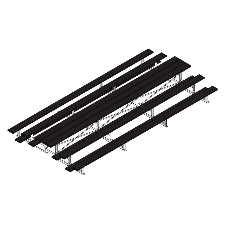 Jaypro Sports Bleacher - 3 Row - Tip & Roll, Single Foot Plank, Back to Back, Powder Coated - 21' L (BTBB - 321PC) - SchoolOutlet