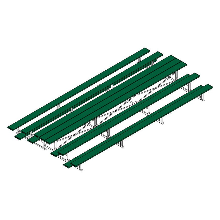 Jaypro Sports Bleacher - 3 Row - Tip & Roll, Single Foot Plank, Back to Back, Powder Coated - 21' L (BTBB - 321PC) - SchoolOutlet