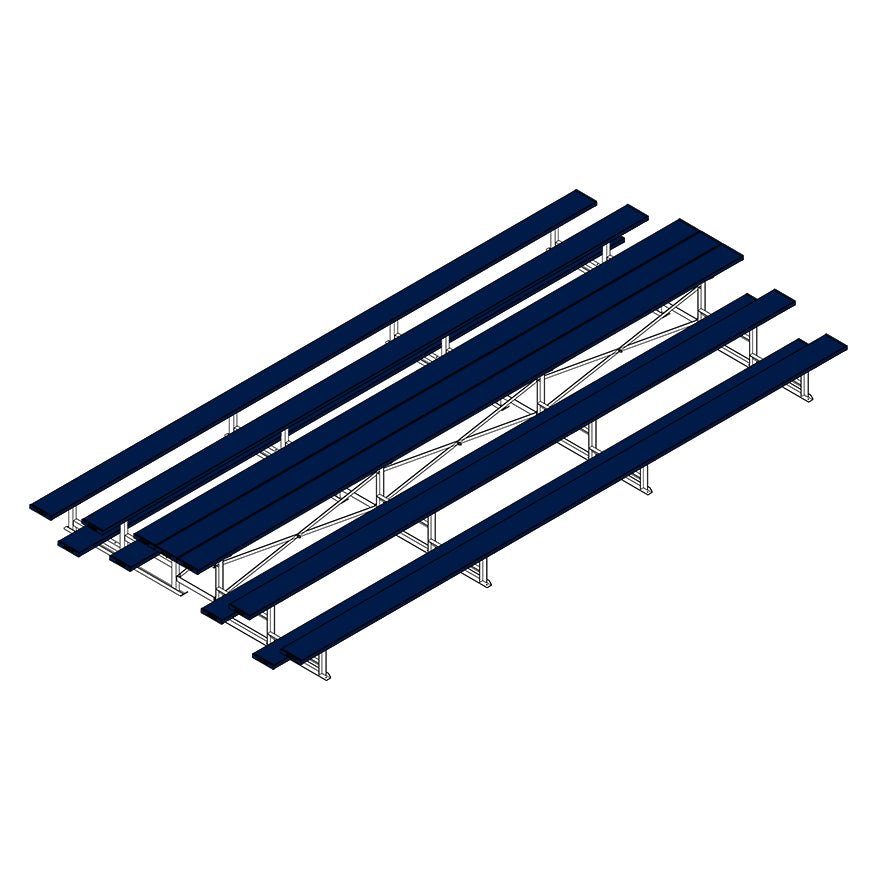 Jaypro Sports Bleacher - 3 Row - Tip & Roll, Single Foot Plank, Back to Back, Powder Coated - 21' L (BTBB - 321PC) - SchoolOutlet