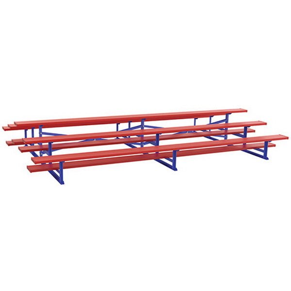 Jaypro Sports Bleacher - 3 Row - Tip & Roll, Single Foot Plank, Back to Back, Powder Coated - 21' L (BTBB - 321PC) - SchoolOutlet