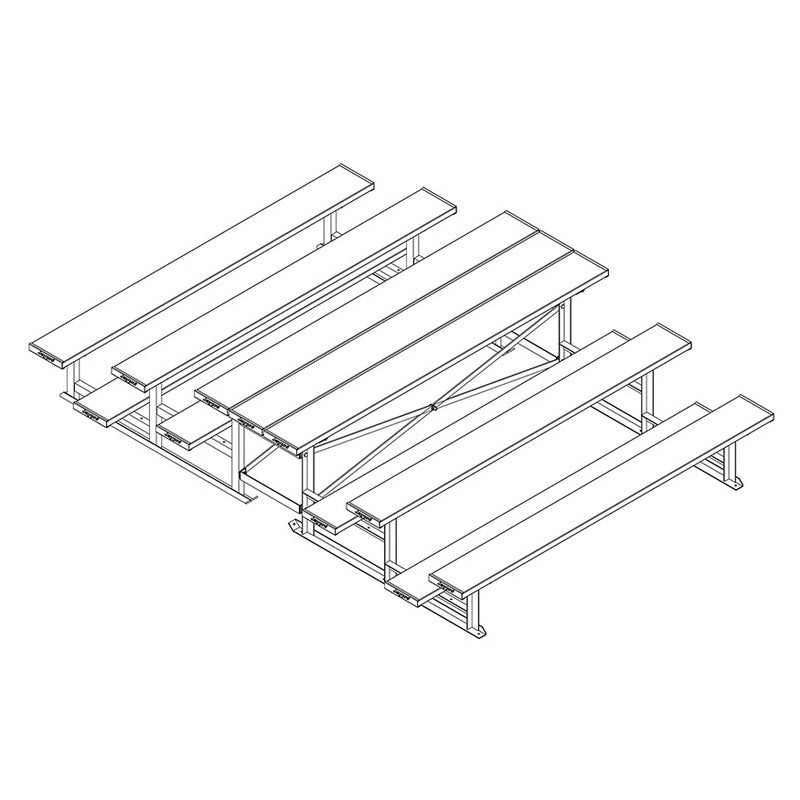 Jaypro Sports Bleacher - 3 Row - Tip & Roll, Single Foot Plank, Back to Back - 7.5' L (BTBB - 375) - SchoolOutlet