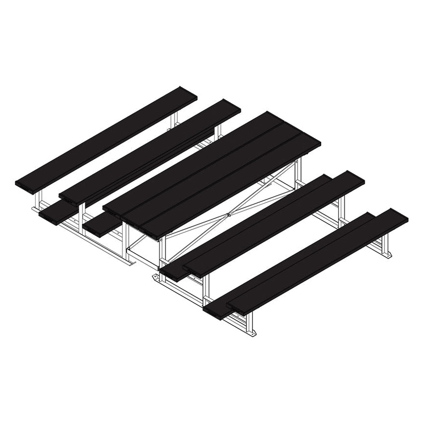 Jaypro Sports Bleacher - 3 Row - Tip & Roll, Single Foot Plank, Back to Back, Powder Coated - 7.5' L (BTBB - 375PC) - SchoolOutlet