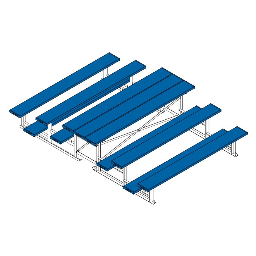 Jaypro Sports Bleacher - 3 Row - Tip & Roll, Single Foot Plank, Back to Back, Powder Coated - 7.5' L (BTBB - 375PC) - SchoolOutlet