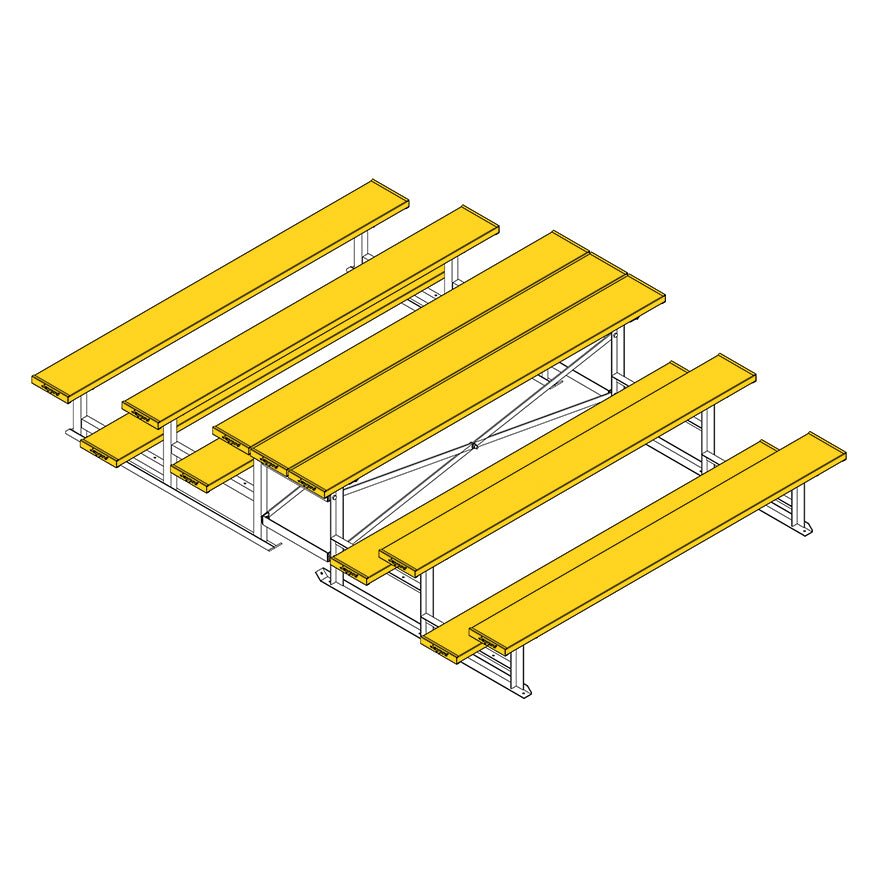 Jaypro Sports Bleacher - 3 Row - Tip & Roll, Single Foot Plank, Back to Back, Powder Coated - 7.5' L (BTBB - 375PC) - SchoolOutlet