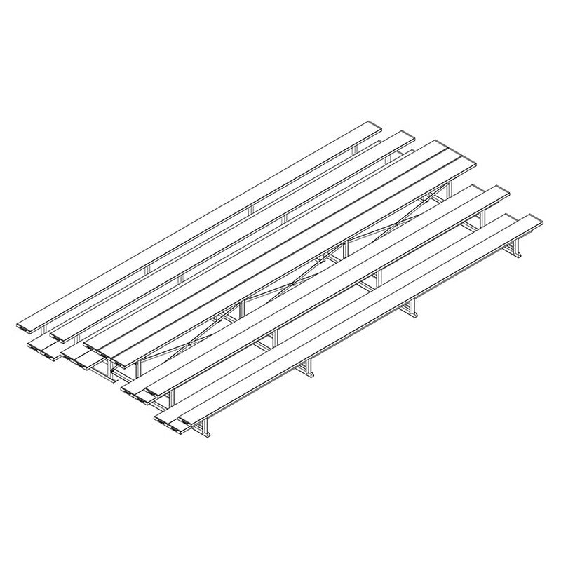 Jaypro Sports Bleacher - 3 Row - Tip & Roll, Double Foot Plank, Back to Back - 21' L (BTDP - 321) - SchoolOutlet