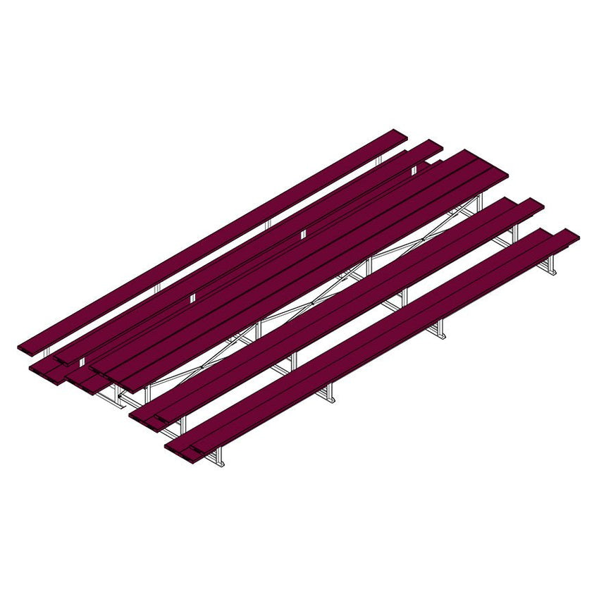 Jaypro Sports Bleacher - 3 Row - Tip & Roll, Double Foot Plank, Back to Back, Powder Coated - 21' L (BTDP - 321PC) - SchoolOutlet