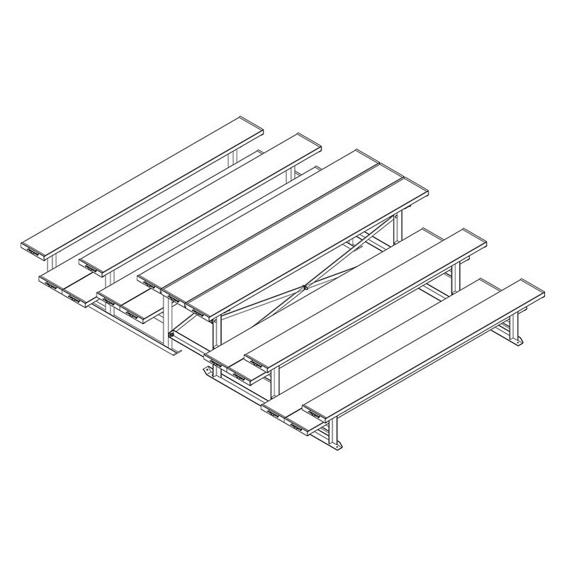 Jaypro Sports Bleacher - 3 Row - Tip & Roll, Double Foot Plank, Back to Back - 7.5' L (BTDP - 375) - SchoolOutlet