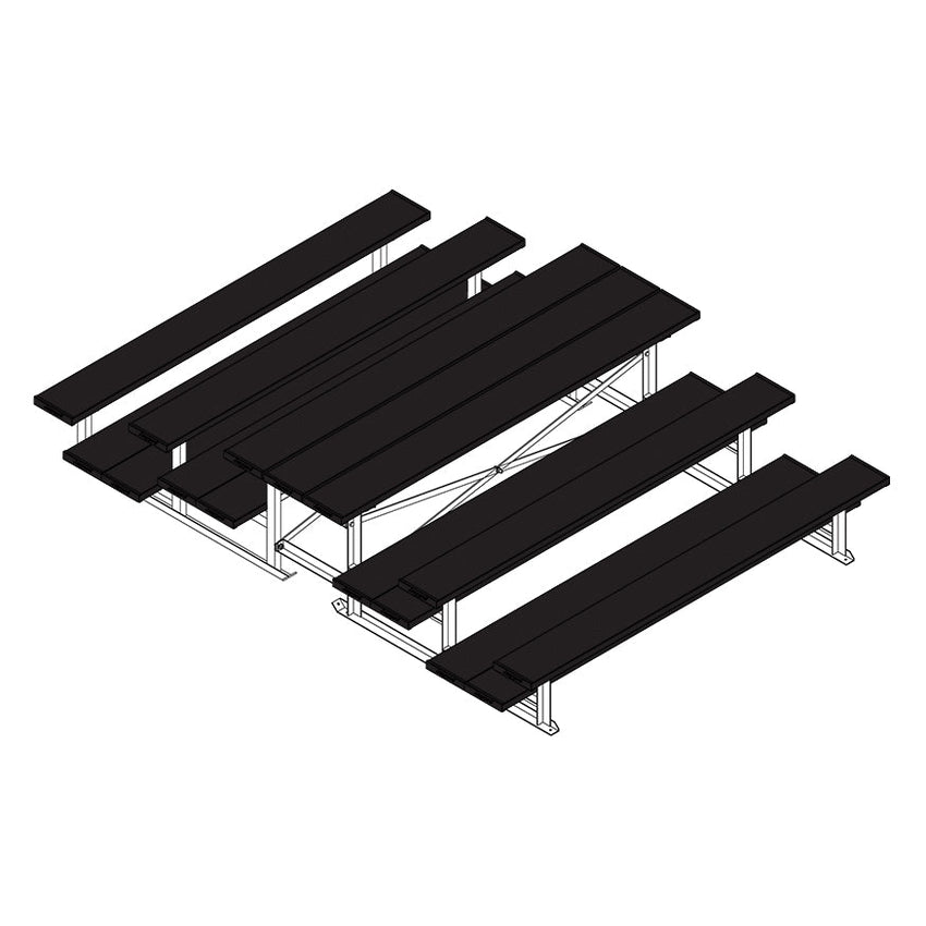 Jaypro Sports Bleacher - 3 Row - Tip & Roll, Double Foot Plank, Back to Back, Powder Coated - 7.5' L (BTDP - 375PC) - SchoolOutlet