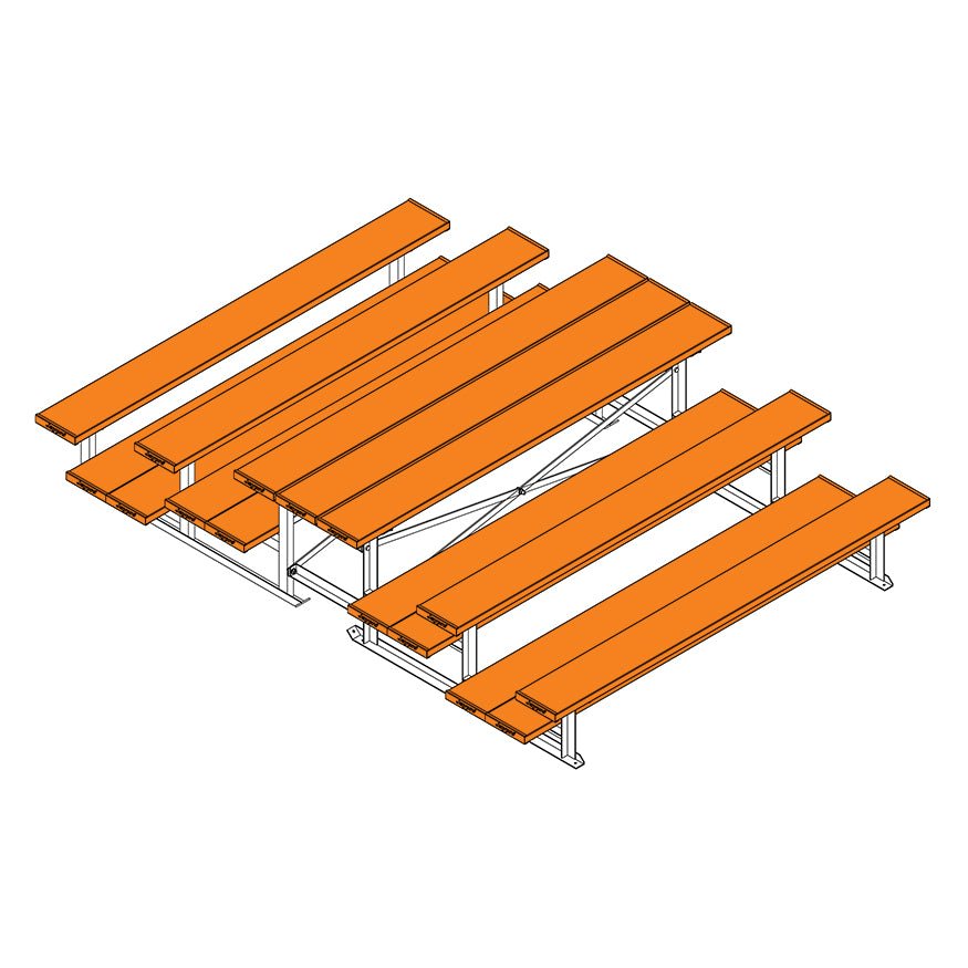 Jaypro Sports Bleacher - 3 Row - Tip & Roll, Double Foot Plank, Back to Back, Powder Coated - 7.5' L (BTDP - 375PC) - SchoolOutlet