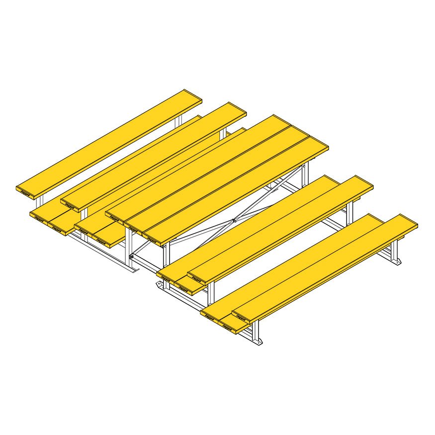 Jaypro Sports Bleacher - 3 Row - Tip & Roll, Double Foot Plank, Back to Back, Powder Coated - 7.5' L (BTDP - 375PC) - SchoolOutlet