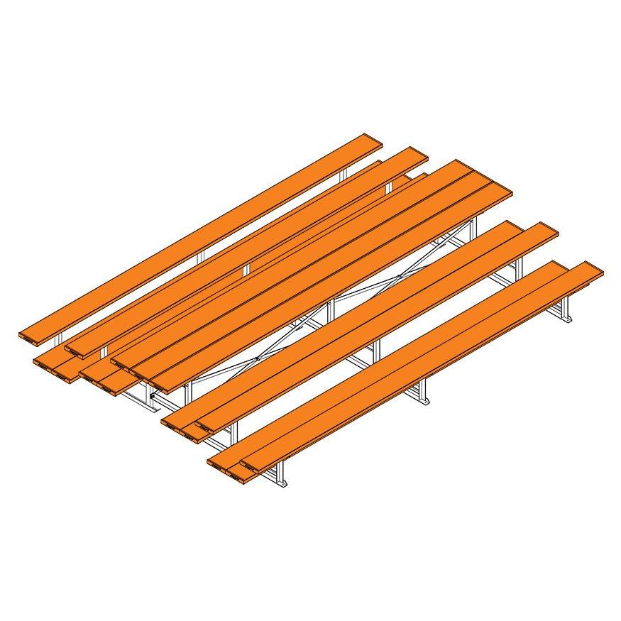 Jaypro Sports Bleacher - 3 Row - Tip & Roll, Double Foot Plank, Back to Back, Powder Coated - 15' L (BTDP - 3PC) - SchoolOutlet