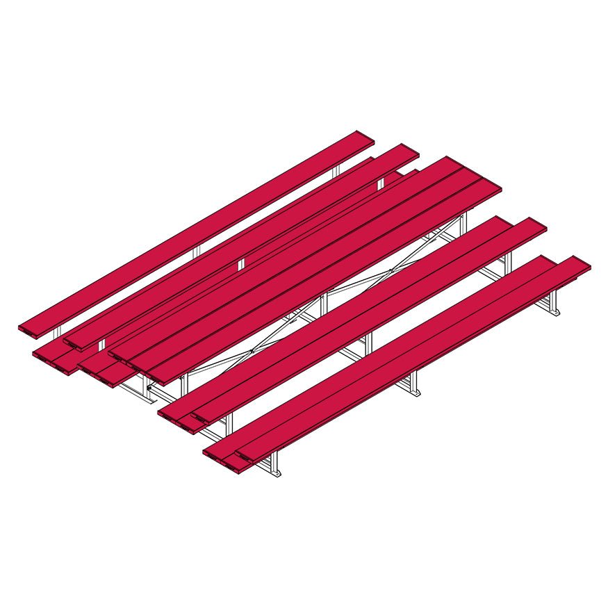 Jaypro Sports Bleacher - 3 Row - Tip & Roll, Double Foot Plank, Back to Back, Powder Coated - 15' L (BTDP - 3PC) - SchoolOutlet