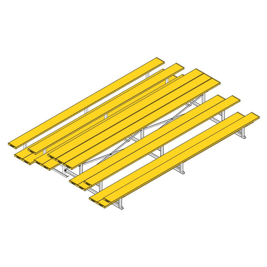 Jaypro Sports Bleacher - 3 Row - Tip & Roll, Double Foot Plank, Back to Back, Powder Coated - 15' L (BTDP - 3PC) - SchoolOutlet