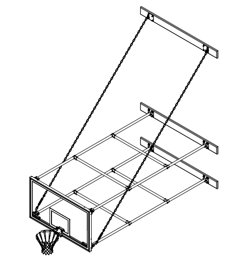 Jaypro Sports Basketball Backstop - Wall - Mounted - Shooting Station - Stationary Glass Backboard - 10 ft. - 12 ft. Wall Offset (N1012GB) - SchoolOutlet