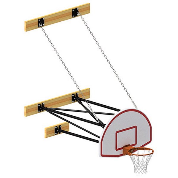 Jaypro Sports Basketball Backstop - Wall - Mounted - Shooting Station - 3 - Point Fan Backboard - 2 ft. - 3.5 ft. Wall Offset (N236FB) - SchoolOutlet