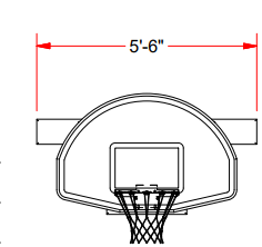 Jaypro Sports Basketball Backstop - Wall - Mounted - Shooting Station - 3 - Point Fan Backboard - 2 ft. - 3.5 ft. Wall Offset (N236FB) - SchoolOutlet