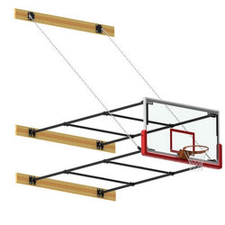 Jaypro Sports Basketball Backstop - Wall-Mounted - Shooting Station - Stationary Glass Backboard, 2 ft. - 12 ft. Wall Offset (N236FB)