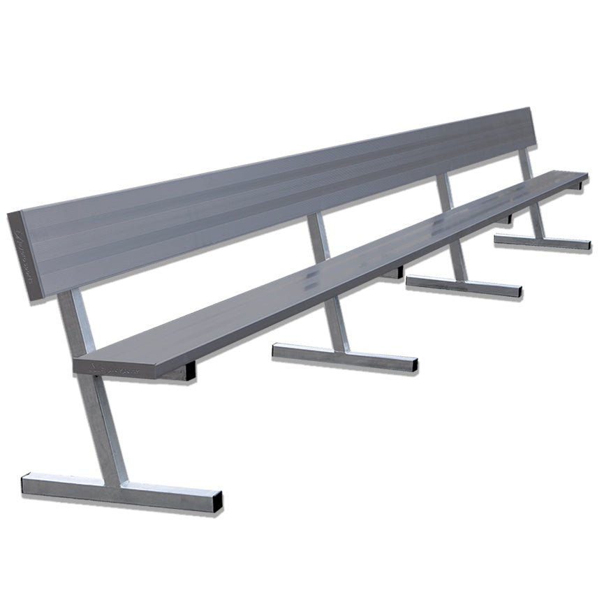 Jaypro Sports Outdoor Player Benches - Portable Player Bench with Seat Back - 21' - Powder Coated (PB - 10PC) - SchoolOutlet