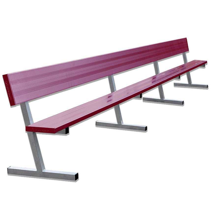 Jaypro Sports Outdoor Player Benches - Portable Player Bench with Seat Back - 21' - Powder Coated (PB - 10PC) - SchoolOutlet