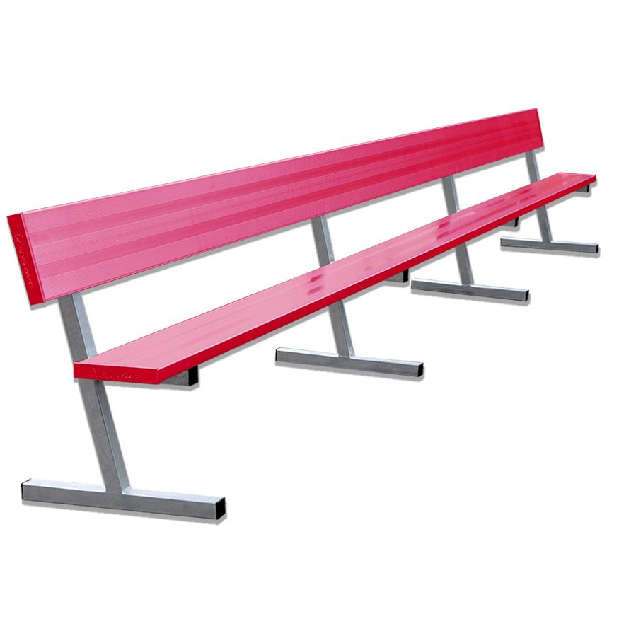 Jaypro Sports Outdoor Player Benches - Portable Player Bench with Seat Back - 21' - Powder Coated (PB - 10PC) - SchoolOutlet