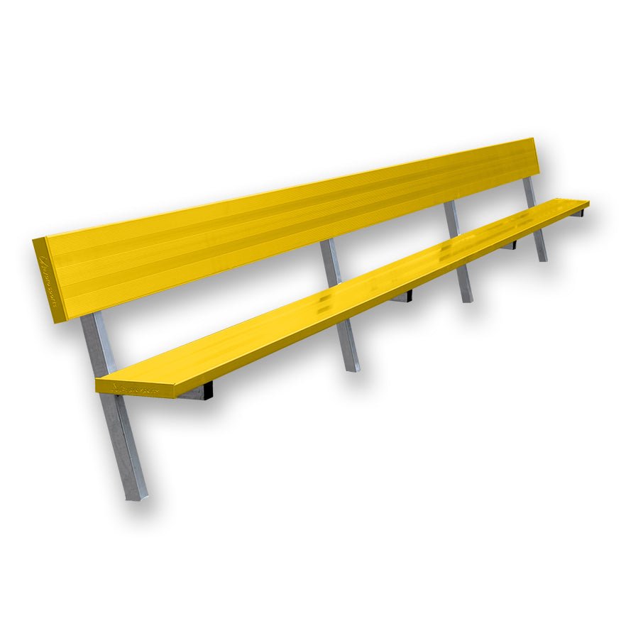 Jaypro Sports Outdoor Player Benches - Player Bench with Seat Back - In Ground - Powder Coated - 21' (PB - 10PIPC) - SchoolOutlet