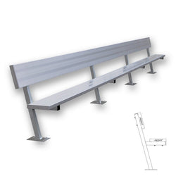 Jaypro Sports Outdoor Player Benches - Player Bench with Seat Back - Surface Mount  - 21'  (PB-10SM)