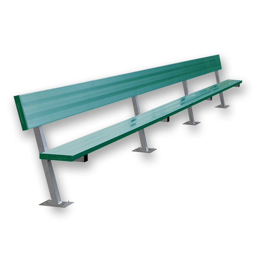 Jaypro Sports Outdoor Player Benches - Player Bench with Seat Back - Surface Mount - 21' - Powder Coated (PB - 10SMPC) - SchoolOutlet