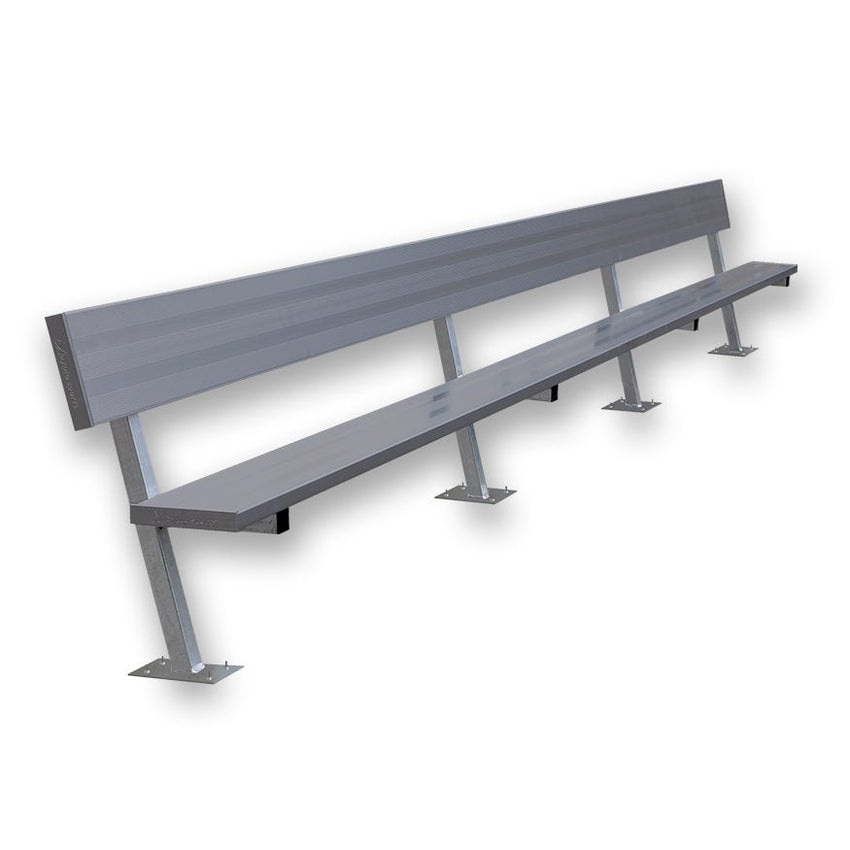 Jaypro Sports Outdoor Player Benches - Player Bench with Seat Back - Surface Mount - 21' - Powder Coated (PB - 10SMPC) - SchoolOutlet