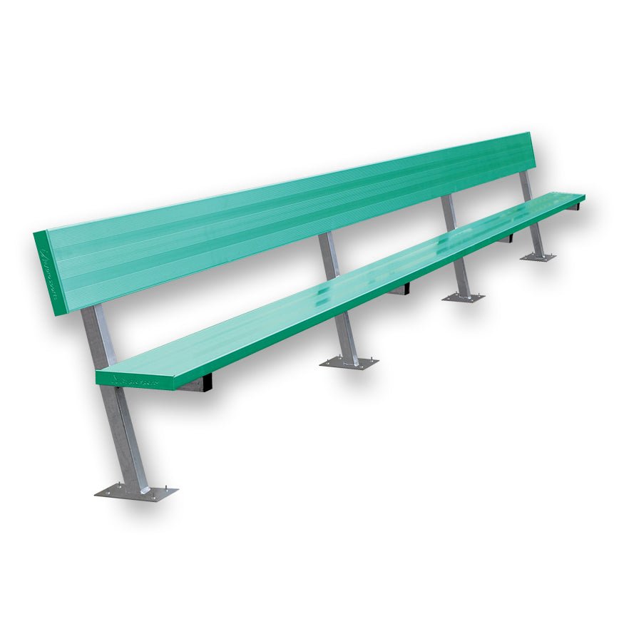 Jaypro Sports Outdoor Player Benches - Player Bench with Seat Back - Surface Mount - 21' - Powder Coated (PB - 10SMPC) - SchoolOutlet