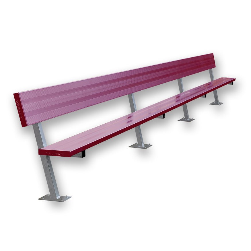 Jaypro Sports Outdoor Player Benches - Player Bench with Seat Back - Surface Mount - 21' - Powder Coated (PB - 10SMPC) - SchoolOutlet