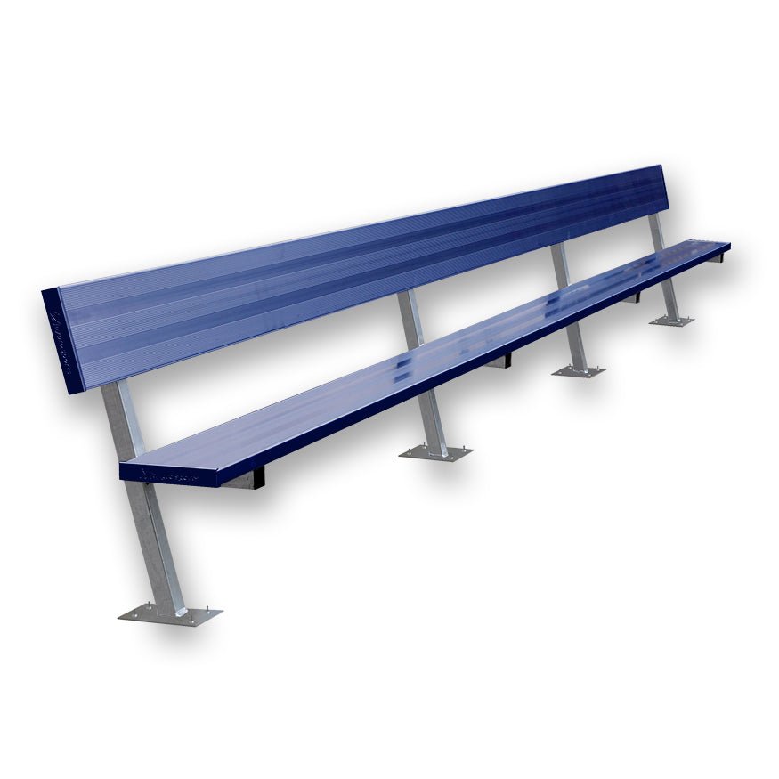 Jaypro Sports Outdoor Player Benches - Player Bench with Seat Back - Surface Mount - 21' - Powder Coated (PB - 10SMPC) - SchoolOutlet