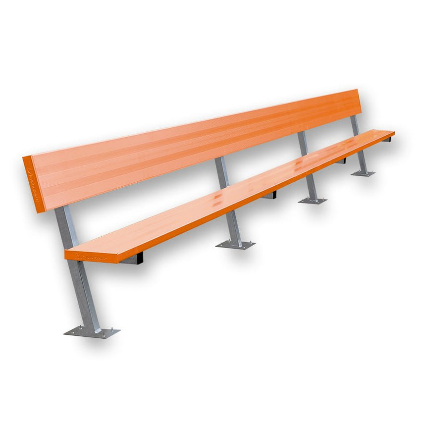 Jaypro Sports Outdoor Player Benches - Player Bench with Seat Back - Surface Mount - 21' - Powder Coated (PB - 10SMPC) - SchoolOutlet