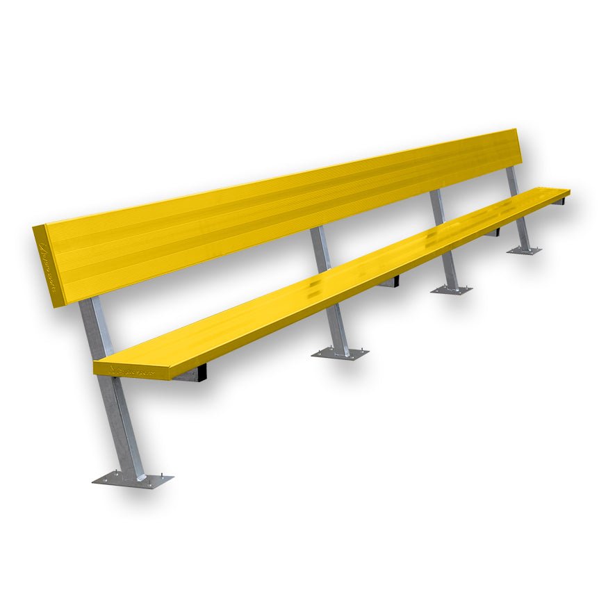 Jaypro Sports Outdoor Player Benches - Player Bench with Seat Back - Surface Mount - 21' - Powder Coated (PB - 10SMPC) - SchoolOutlet