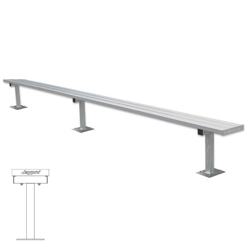 Jaypro Sports Outdoor Player Benches - Surface Mount - Aluminum Team Bench - 15' (PB - 15SM) - SchoolOutlet