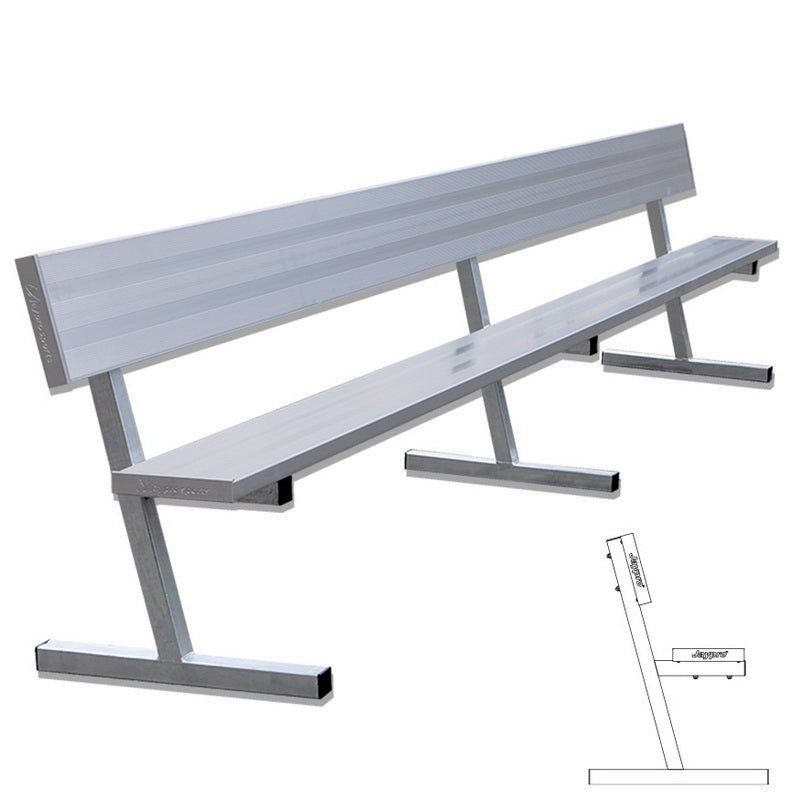 Jaypro Sports Outdoor Player Benches - Portable - Aluminum Team Bench with Seat Back - 15' (PB - 20) - SchoolOutlet