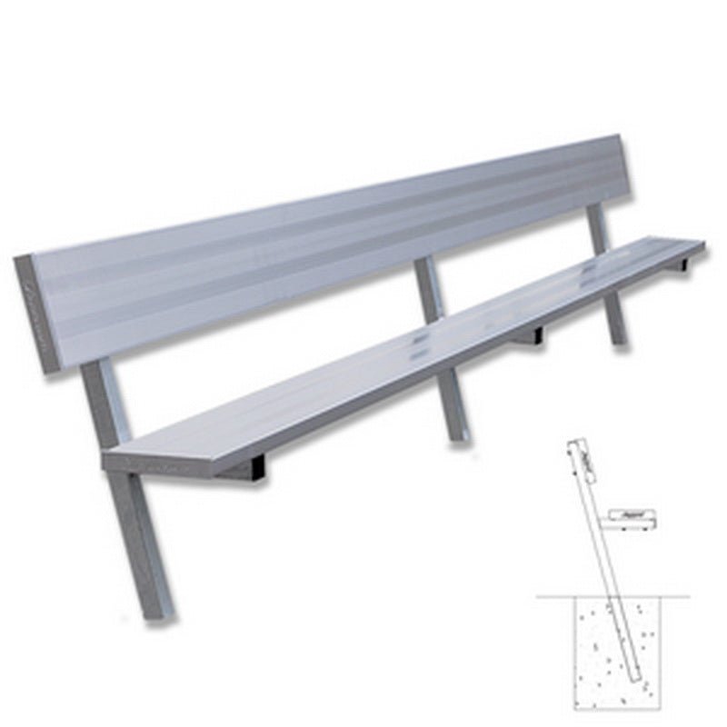 Jaypro Sports Outdoor Player Benches - In Ground - Aluminum Team Bench with Seat Back - 15' (PB - 20PI) - SchoolOutlet