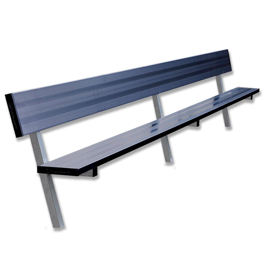 Jaypro Sports Outdoor Player Benches - In Ground - Aluminum Team Bench with Seat Back - 15', Powder Coated (PB - 20PIPC) - SchoolOutlet