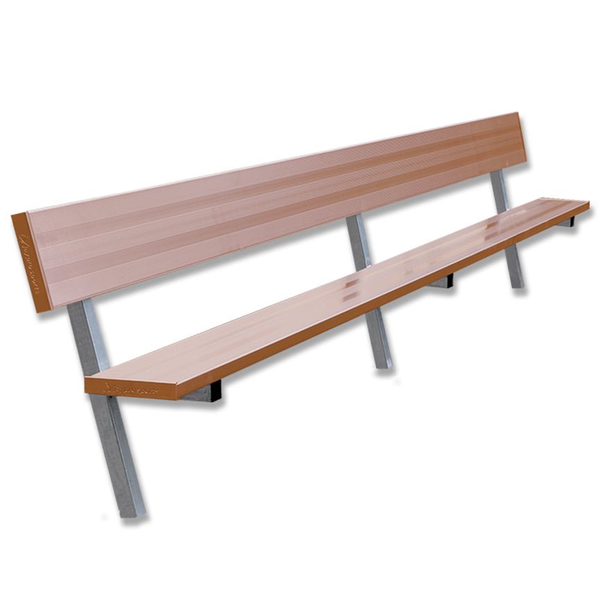 Jaypro Sports Outdoor Player Benches - In Ground - Aluminum Team Bench with Seat Back - 15', Powder Coated (PB - 20PIPC) - SchoolOutlet