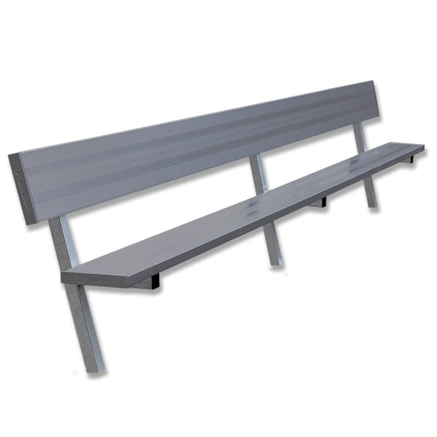 Jaypro Sports Outdoor Player Benches - In Ground - Aluminum Team Bench with Seat Back - 15', Powder Coated (PB - 20PIPC) - SchoolOutlet