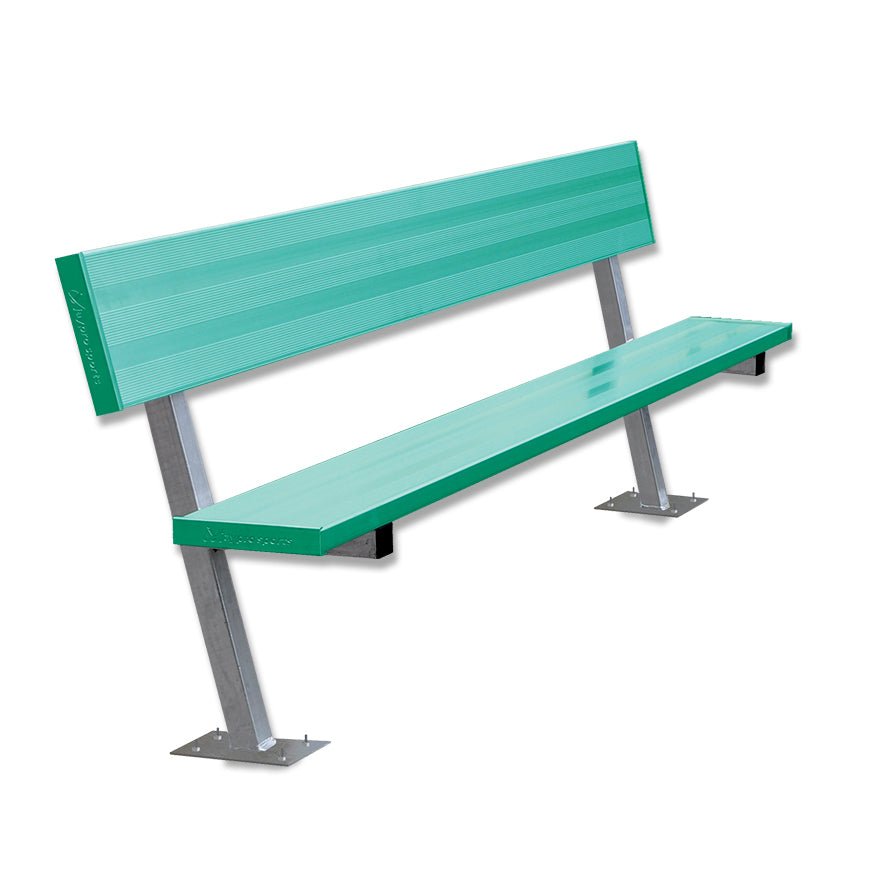 Jaypro Sports Outdoor Player Benches - In Ground - Aluminum Team Bench with Seat Back - 15', Powder Coated (PB - 20PIPC) - SchoolOutlet