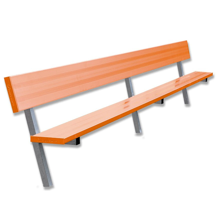 Jaypro Sports Outdoor Player Benches - In Ground - Aluminum Team Bench with Seat Back - 15', Powder Coated (PB - 20PIPC) - SchoolOutlet