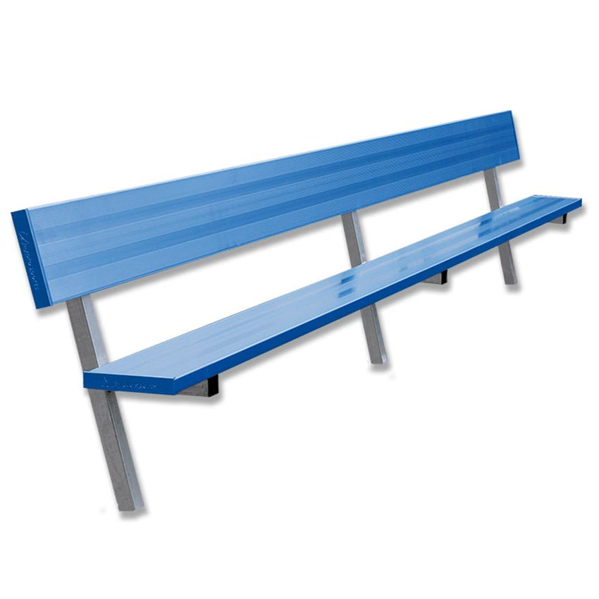 Jaypro Sports Outdoor Player Benches - In Ground - Aluminum Team Bench with Seat Back - 15', Powder Coated (PB - 20PIPC) - SchoolOutlet